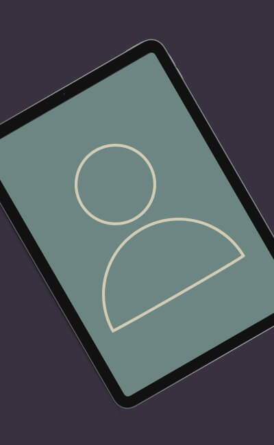 There is an icon of a person displayed on a tablet device.